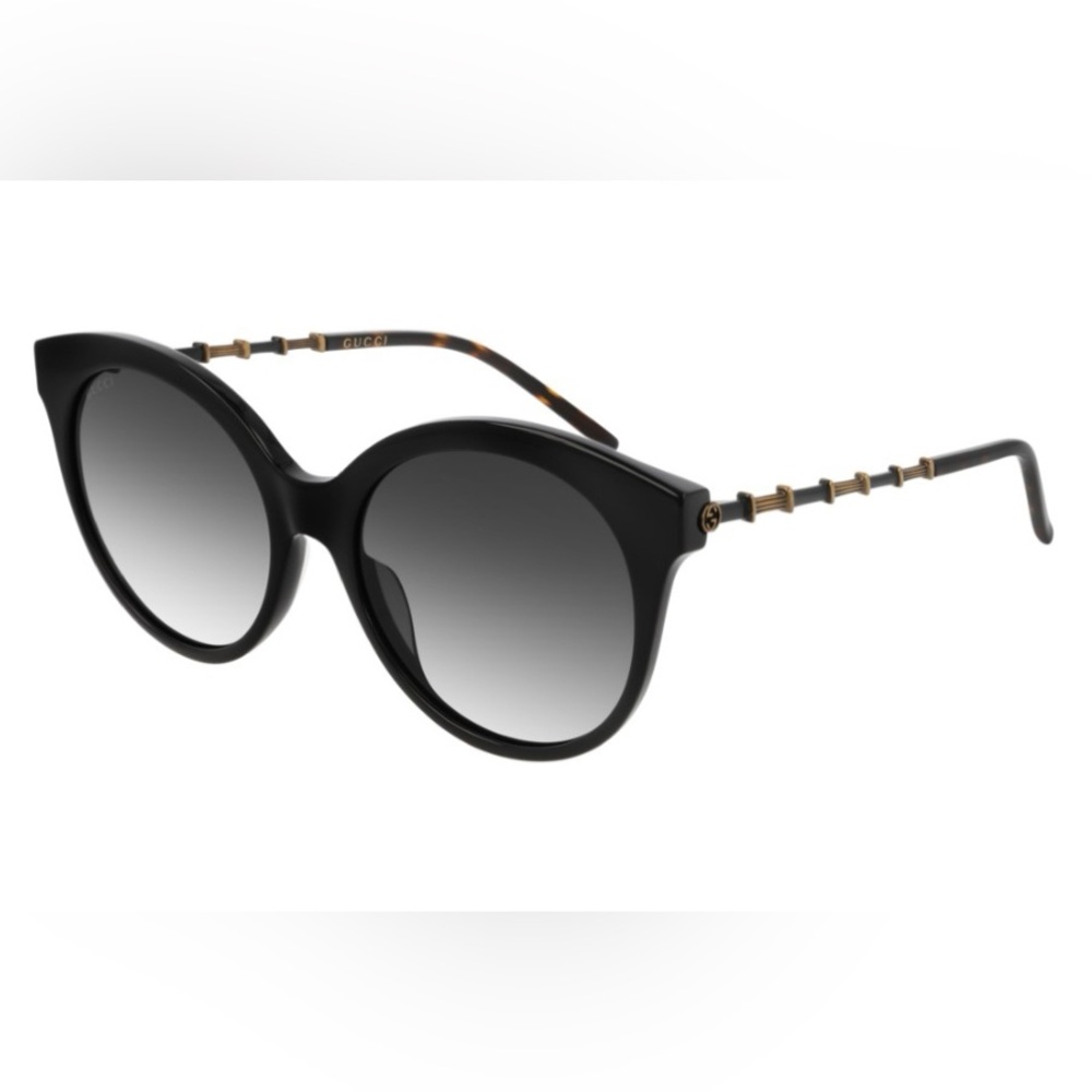 New Gucci Sunglasses Round GG0653S -NEW, Black,Gold, Women’s